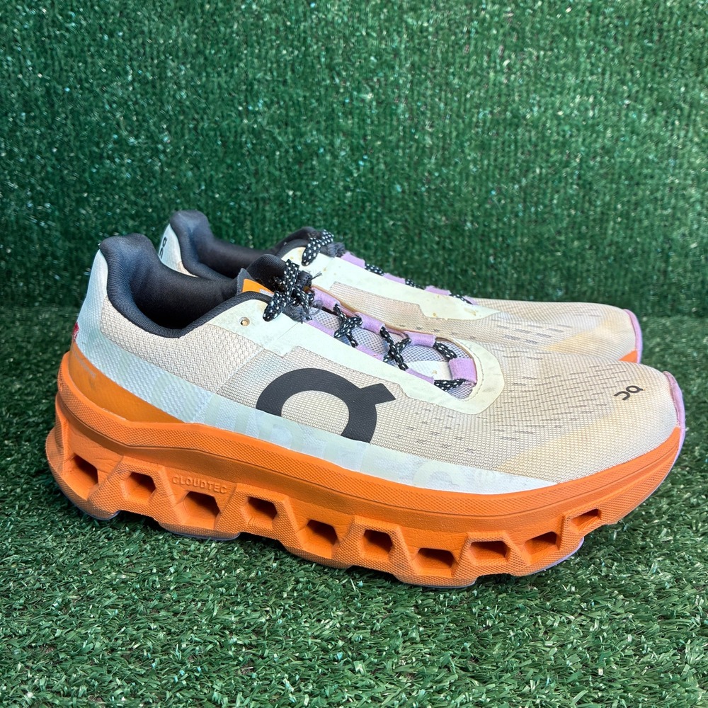 On Cloudmonster Max Cushion Running Athleisure Sneaker Orange White Men Size 7.5